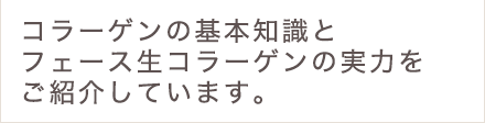コラーゲンの基本知識とフェース生コラーゲンの実力をご紹介しています。